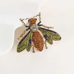 Bee Insect Hazel Crystal Brooch
